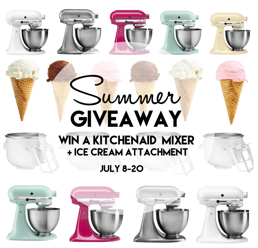 KitchenAid Mixer with Ice Cream Attachment Giveaway at www.happyhourprojects.com