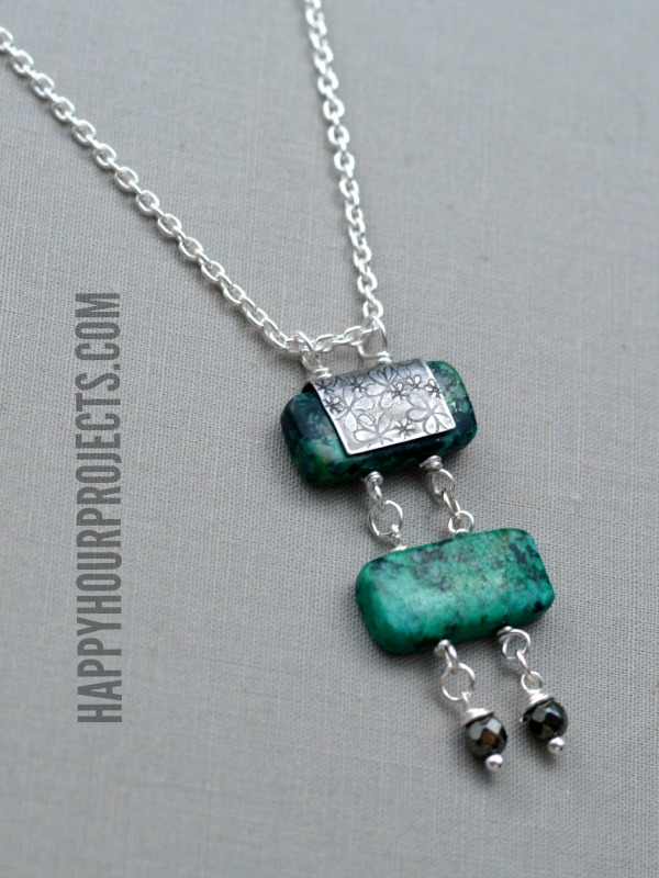 Turquoise Bead Ladder Necklace at www.happyhourprojects.com