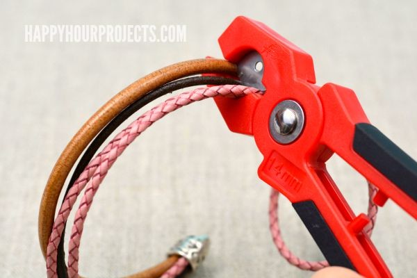 Easy DIY Beaded Leather Bracelet at www.happyhourprojects.com | A glue-and-go design - if you can measure, cut. and glue, then this DIY is perfect for you!
