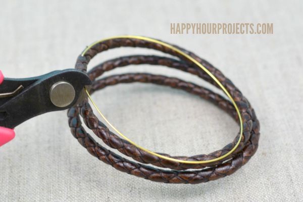 DIY Leather Memory Wire Bracelets at www.happyhourprojects.com