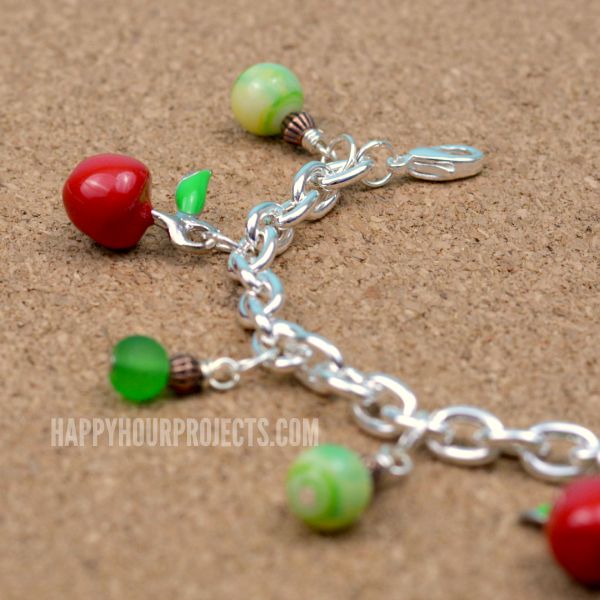 Apple Themed Charm Bracelet at www.happyhourprojects.com