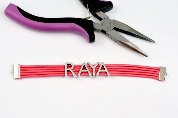 Easy DIY: Leather Name Bracelet at www.happyhourprojects.com