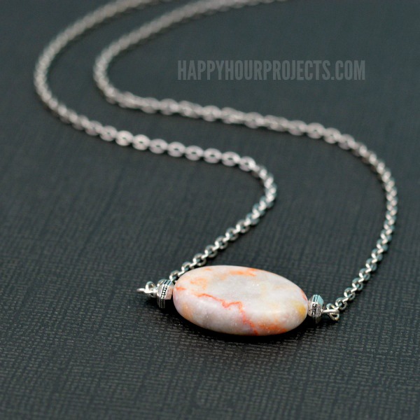 Simple Stone DIY Bead Necklace at www.happyhourprojects.com