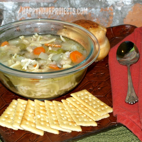 Pressure Cooker Chicken Noodle Soup at www.happyhourprojects.com | Don't have time to simmer on the stove all day? This classic recipe adapted to the pressure cooker is comfort-food ready in 90 minutes or less!