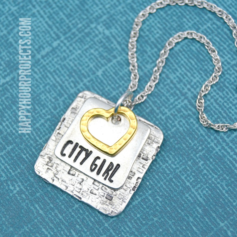 City Girl Textured Hand Stamped Necklace at happyhourprojects.com