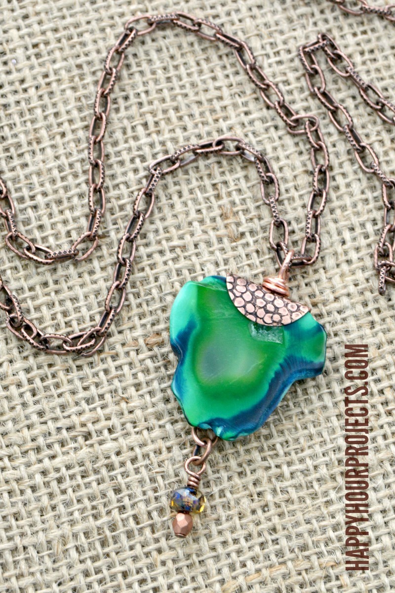 Copper + Agate Gemstone Necklace | Free Tutorial at happyhourprojects.com