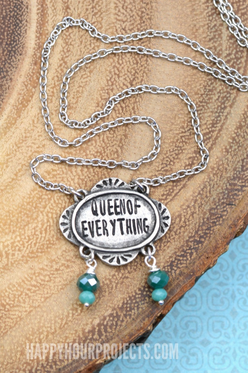 Queen of Everything Hand Stamped Necklace | Learn metal stamping at happyhourprojects.com