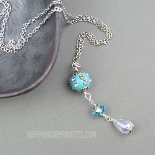 DIY Necklace | Easy Crystal Drop combo at happyhourprojects.com