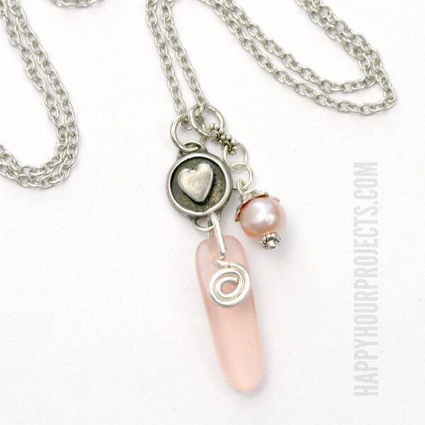 Sea Glass + Pearl Charm Necklace at happyhourprojects.com