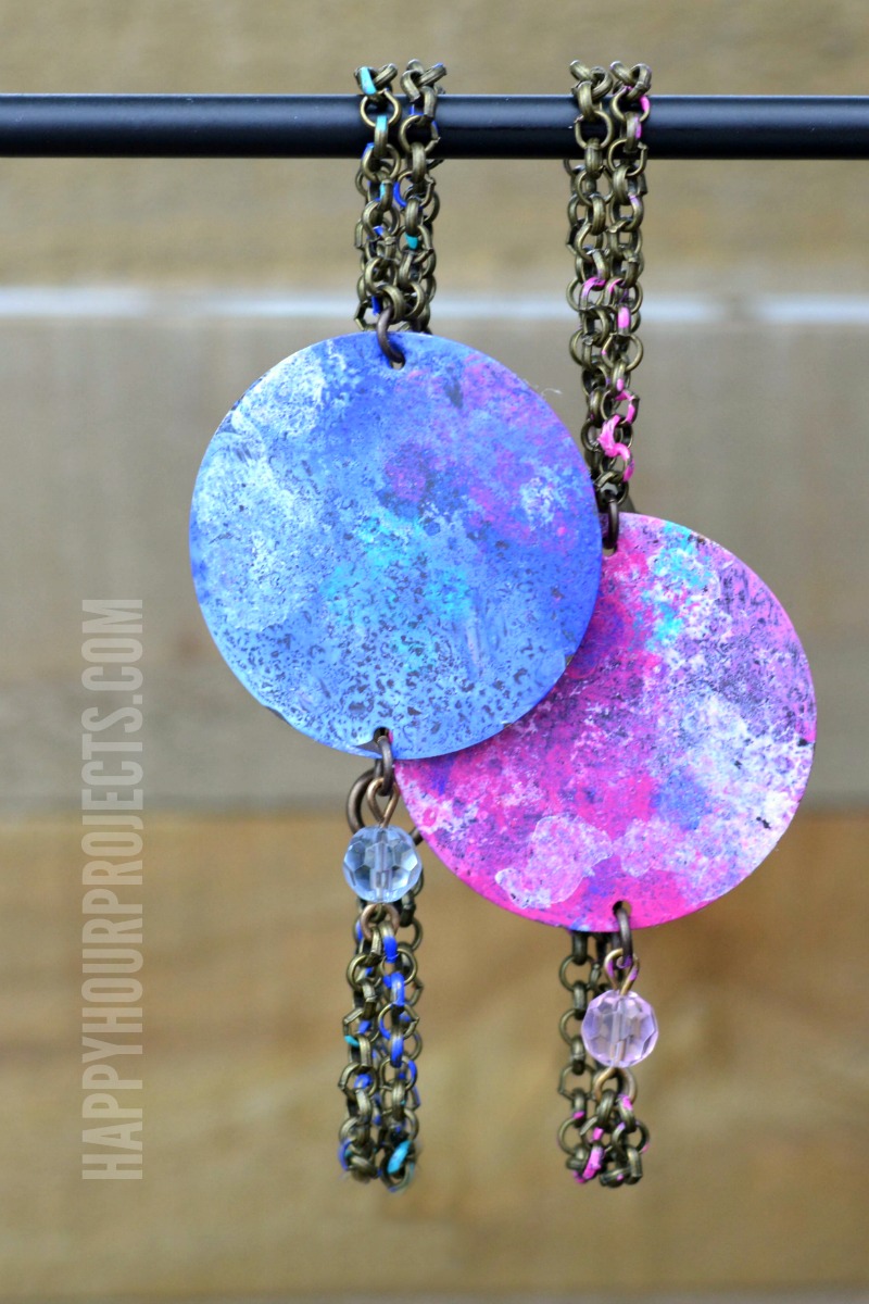 Colorful Patina Painted DIY Bracelets at happyhourprojects.com