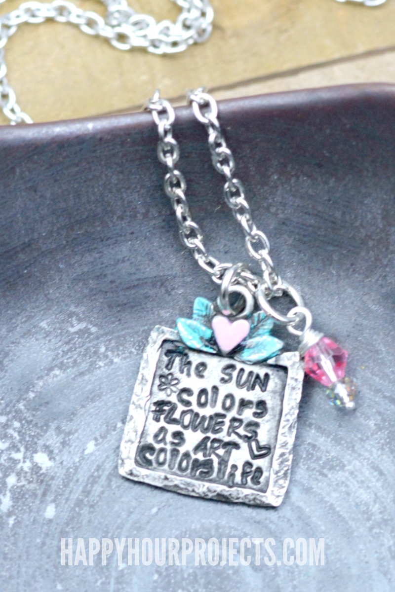 The Sun Colors Flowers as Art Colors Life Hand Stamped Necklace Tutorial at happyhourprojects.com