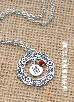 Hand Stamped Jewelry | Wreath Design Stamp Necklace at happyhourprojects.com