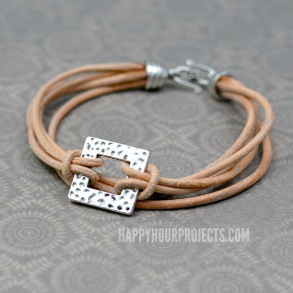 Layers of Leather | Multi-Strand Leather + Pewter Bracelet at happyhourprojects.com
