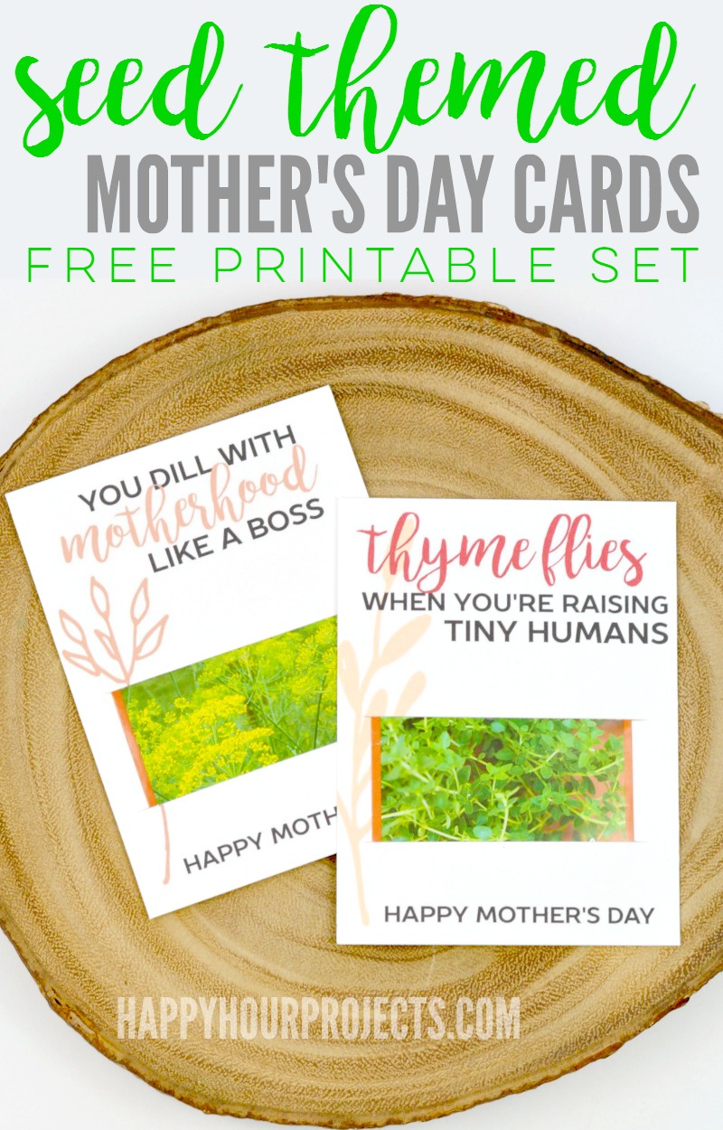 Mother's Day Crafts at happyhourprojects.com | Free printable seed-themed cards!