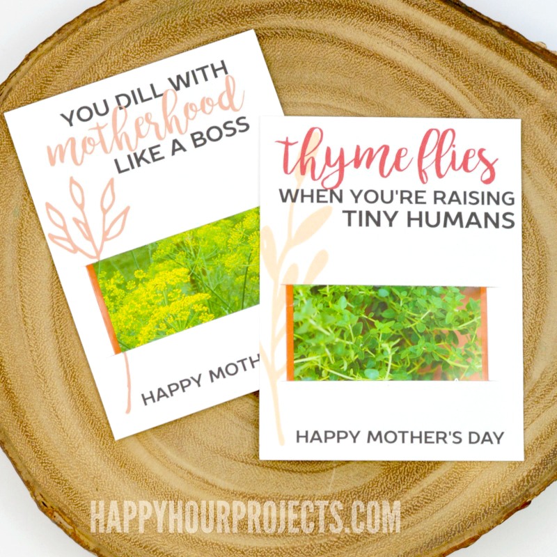 Mother's Day Crafts at happyhourprojects.com | Free printable seed-themed cards!