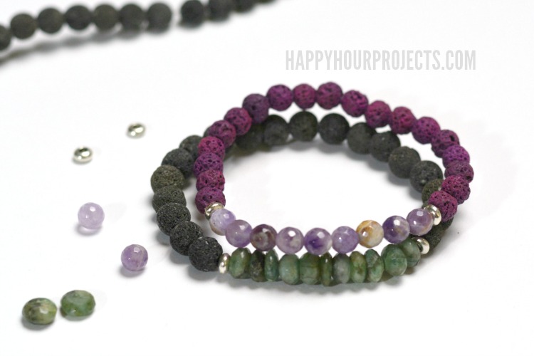 DIY Lava Oil Diffuser Bracelets at happyhourprojects.com | All-natural beginners jewelry project that's great for gifts and everyday wear!