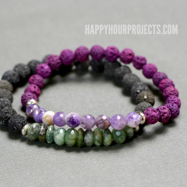 DIY Lava Oil Diffuser Bracelets at happyhourprojects.com | All-natural beginners jewelry project that's great for gifts and everyday wear!